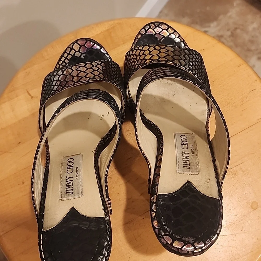 Authentic Jimmy Choo Irridescent Mule Chunky Heels with Chunky Platform - Picture 6 of 9